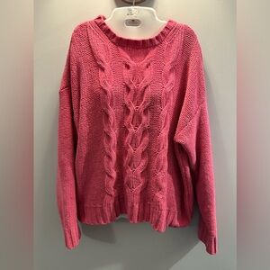American Eagle Pink cable knit sweater Size Large